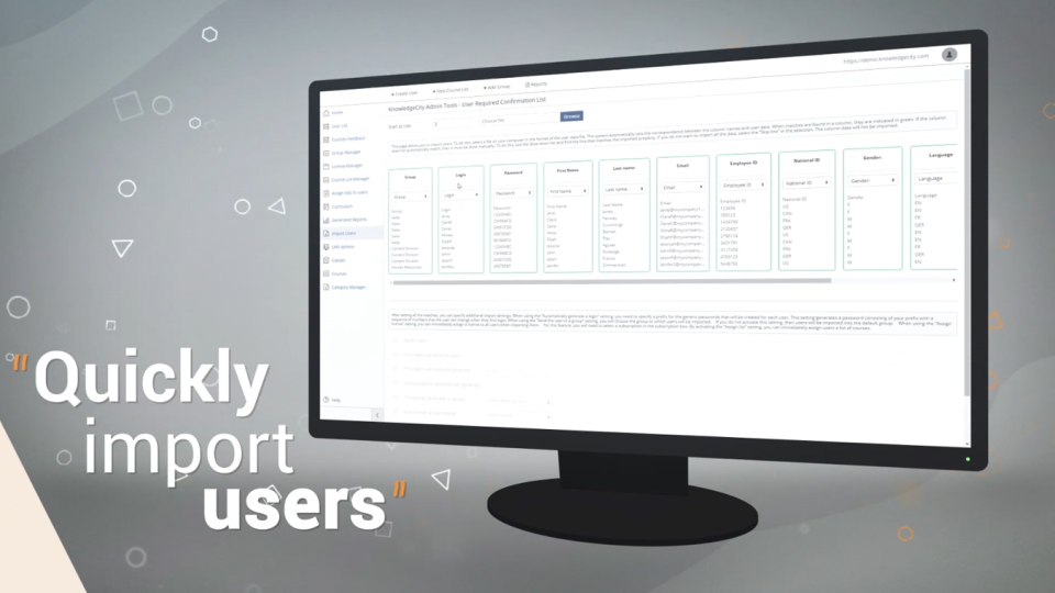 screenshot of KnowledgeCity LMS